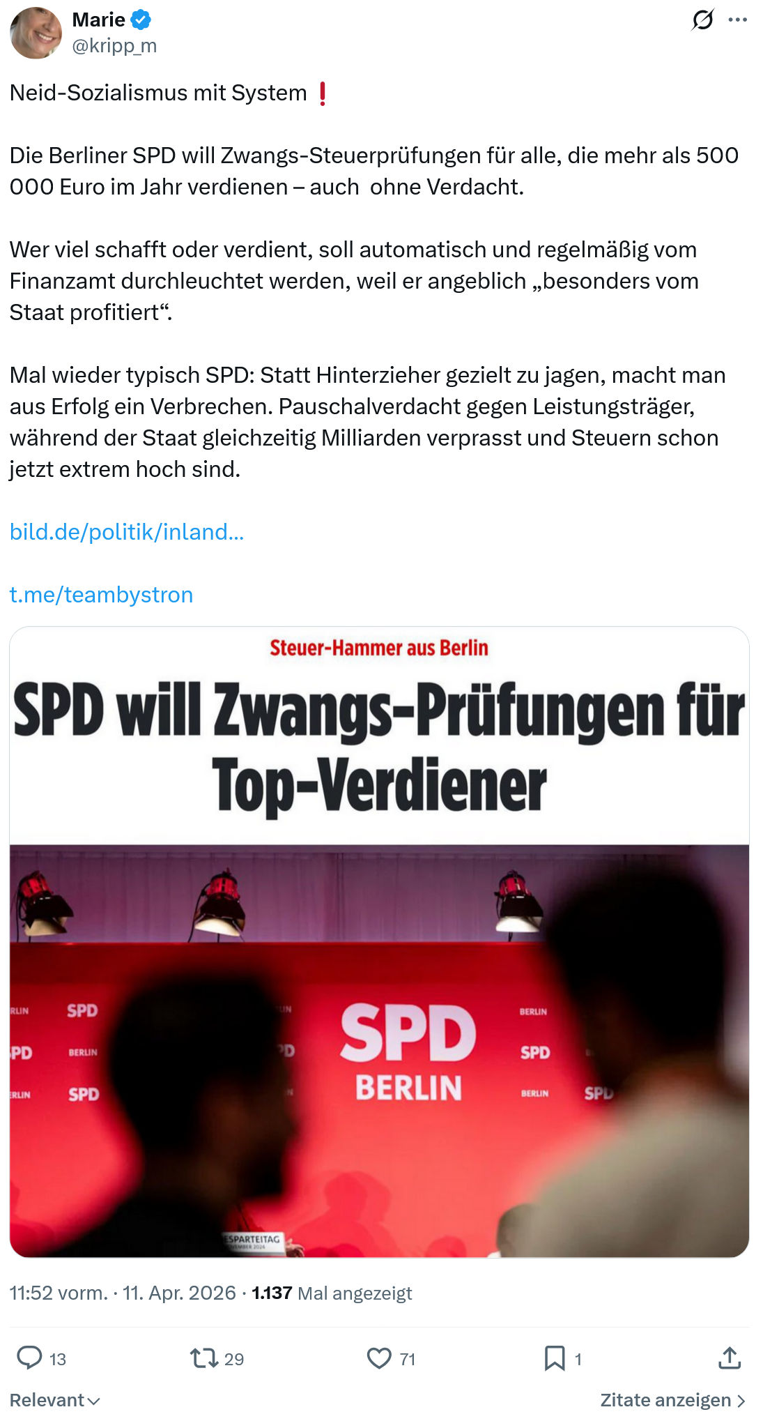 Marie kripp: Neid-Sozialismus mit System…