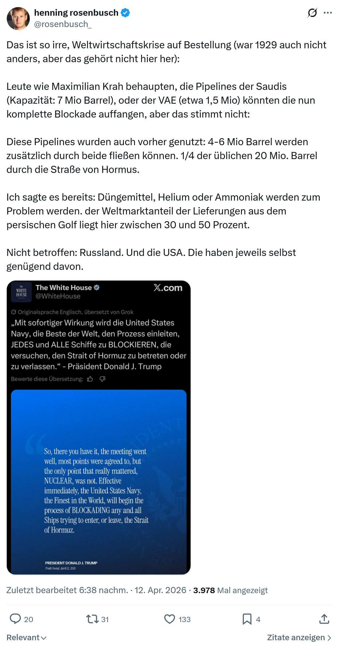 henning rosenbusch: Das ist so irre, Weltwirtschaftskrise auf Bestellung…