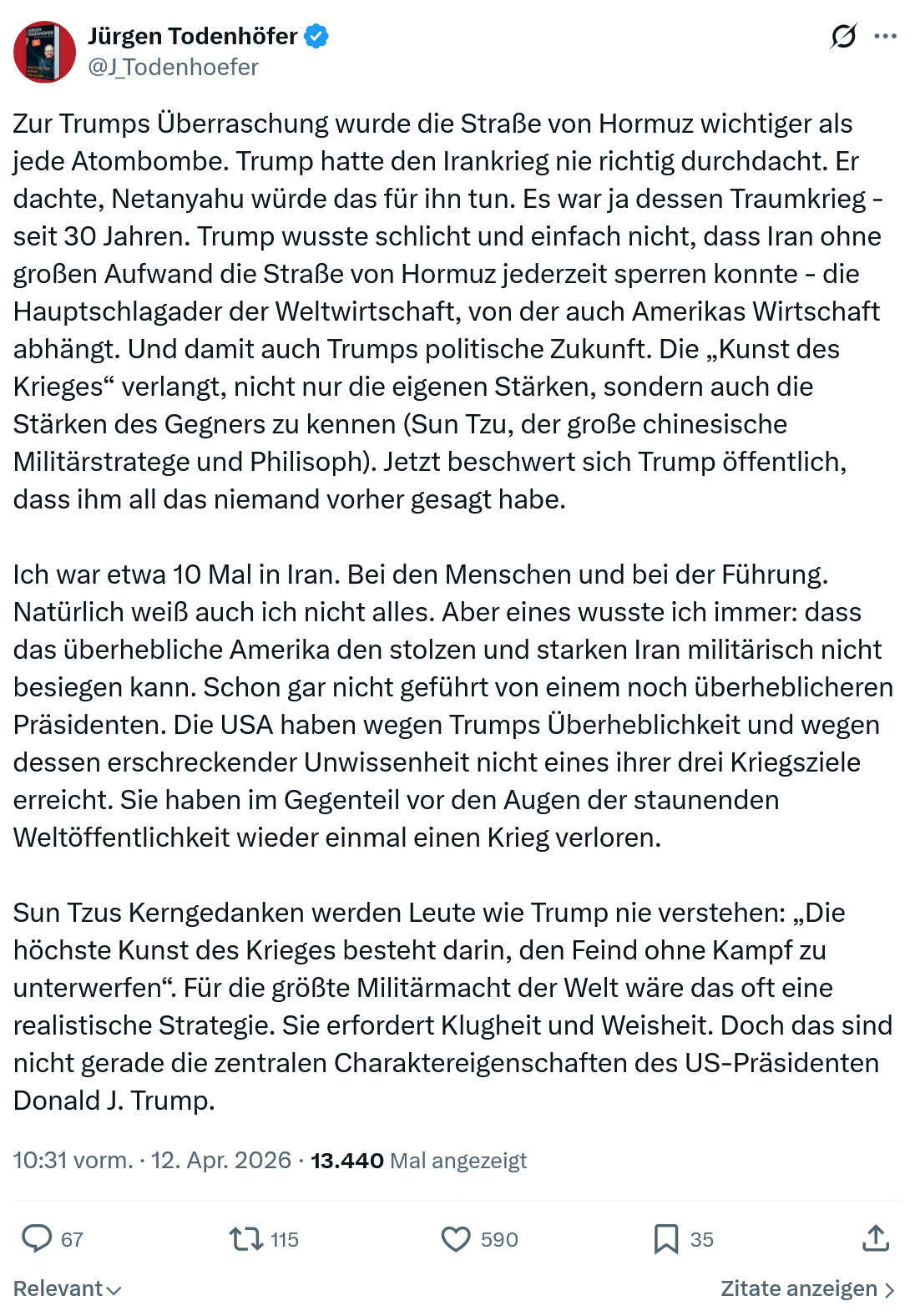 Jürgen Todenhöfer: Zur Trumps Überraschung wurde die Straße…