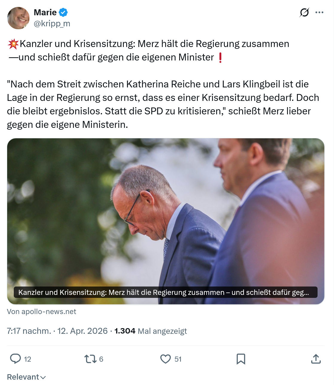 Marie kripp: Kanzler und Krisensitzung…