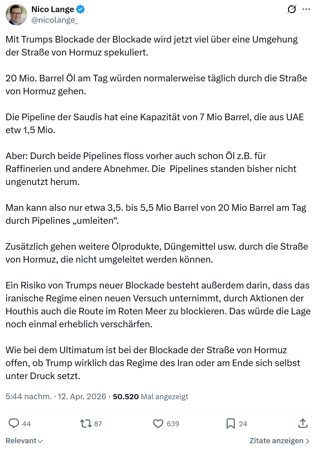 Nico Lange: Mit Trumps Blockade der Blockade…