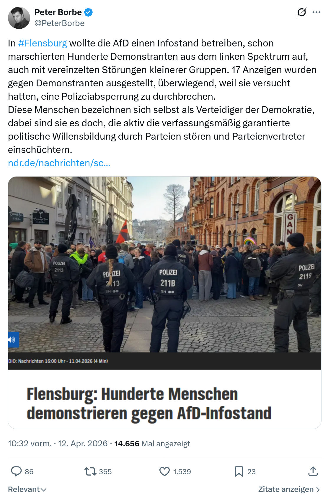 Peter Borbe: In #Flensburg wollte die AfD…
