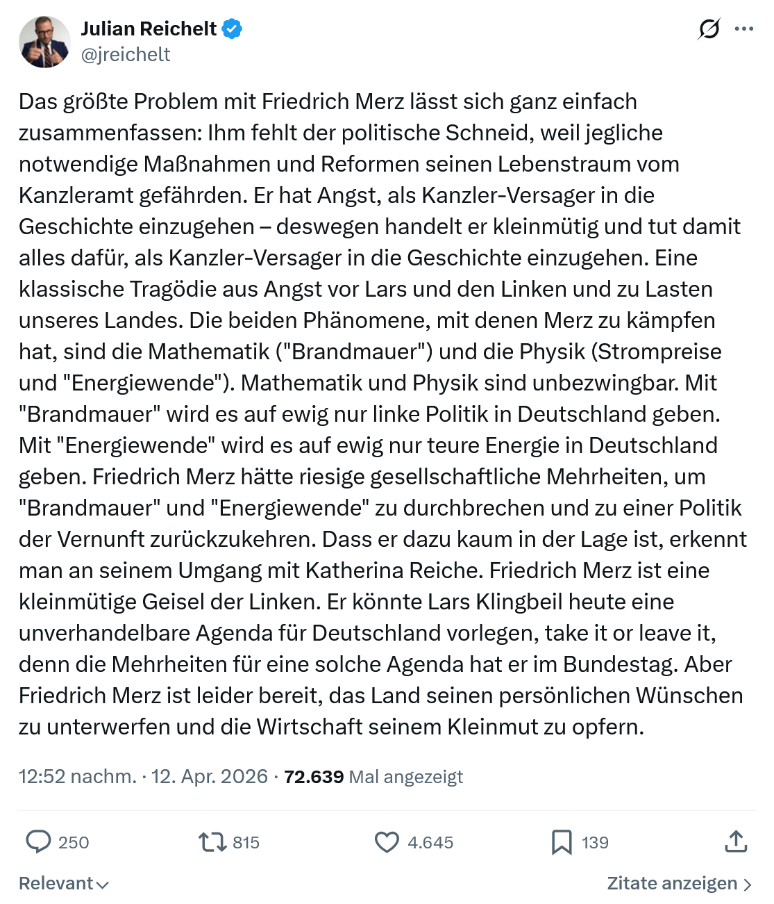 Julian Reichelt: Das größte Problem mit Friedrich Merz…