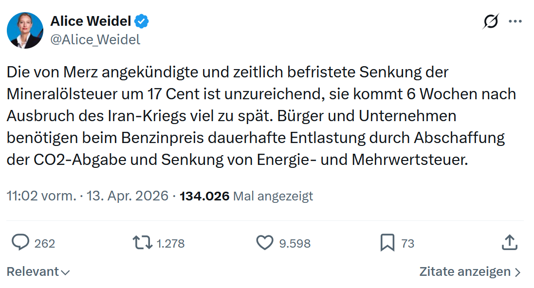 Alice Weidel: Die von Merz angekündigte und zeitlich…