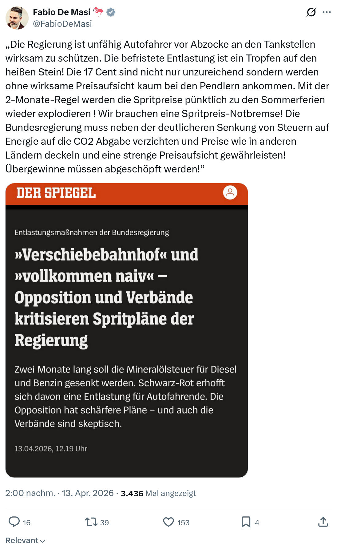 Fabio De Masi: Die Regierung ist unfähig Autofahrer vor Abzocke…