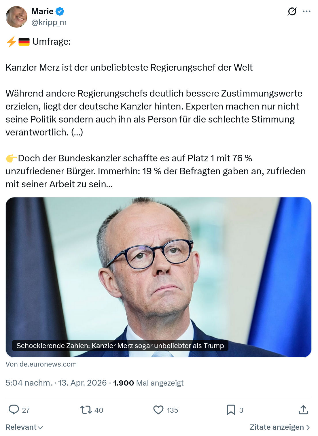 Marie kripp: Umfrage…