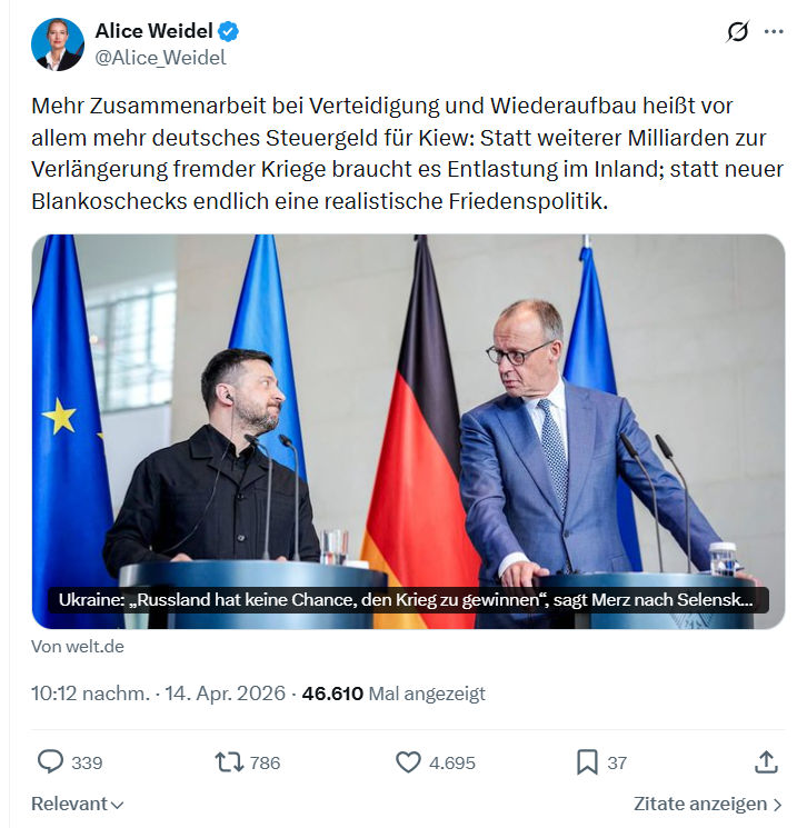 Alice Weidel: Mehr Zusammenarbeit bei Verteidigung und Wiederaufbau…