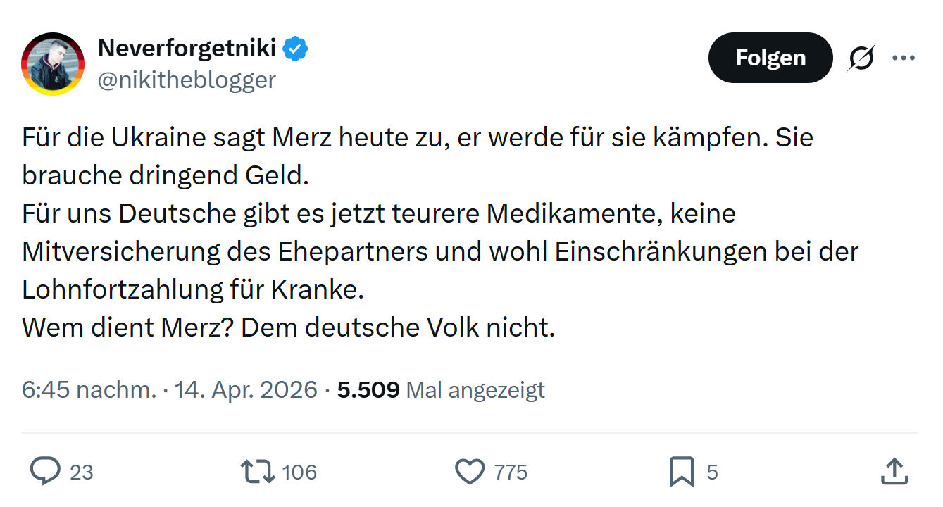 Neverforgetniki: Für die Ukraine sagt Merz heute zu…