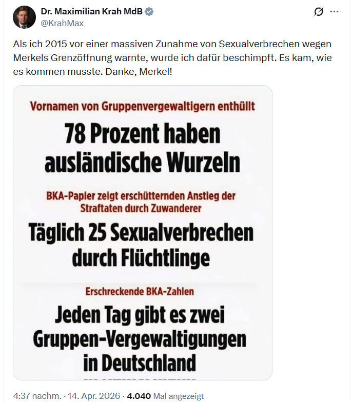 Maximilian Krah: Als ich 2015 vor einer massiven Zunahme…