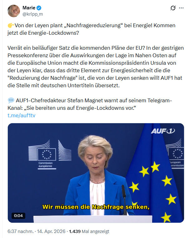 Marie kripp: Von der Leyen plant „Nachfragereduzierung“…