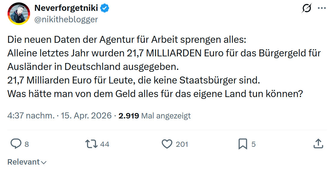 Neverforgetniki: Die neuen Daten der Agentur für Arbeit sprengen alles…