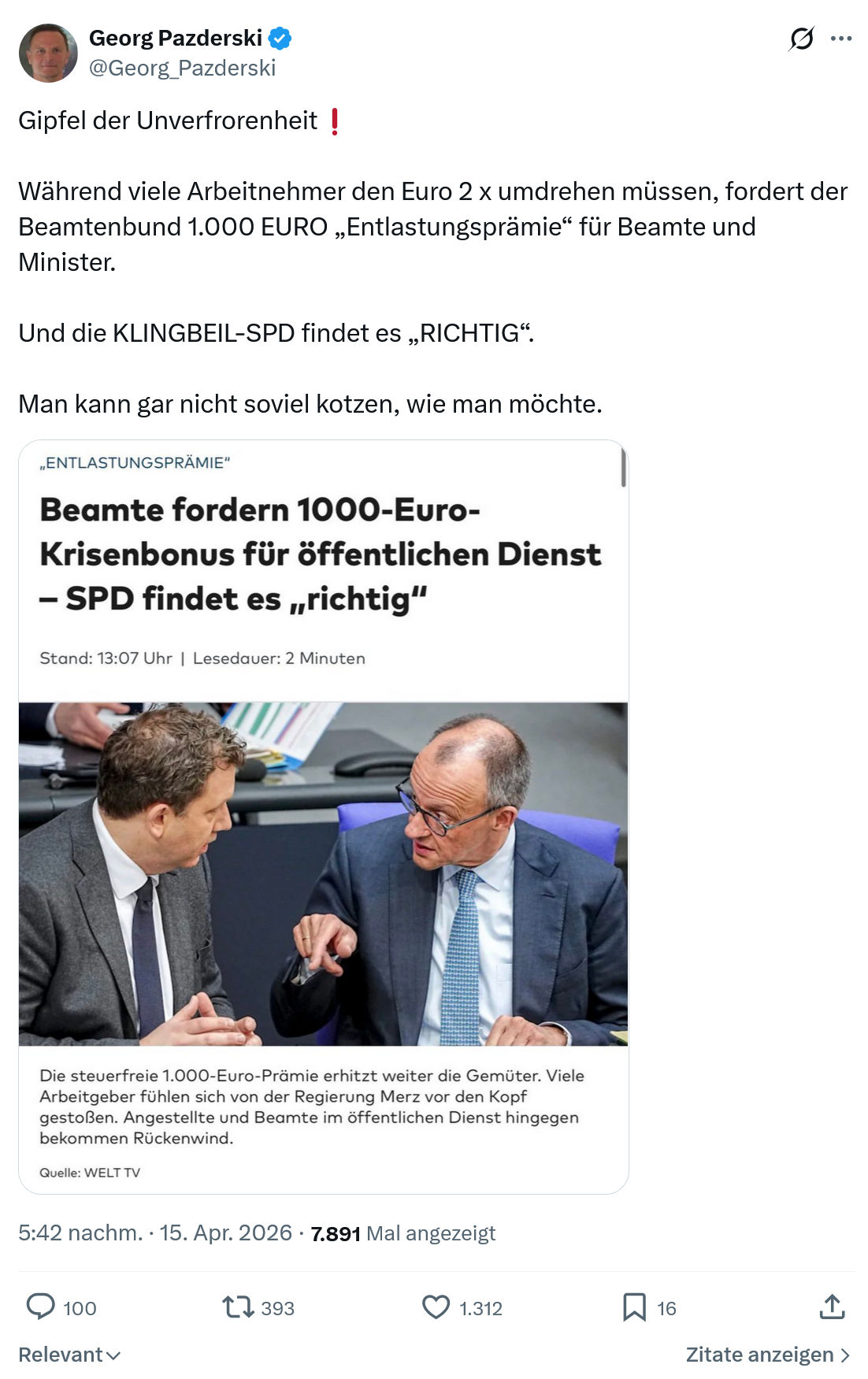 Georg Pazderski: Gipfel der Unverfrorenheit❗️…