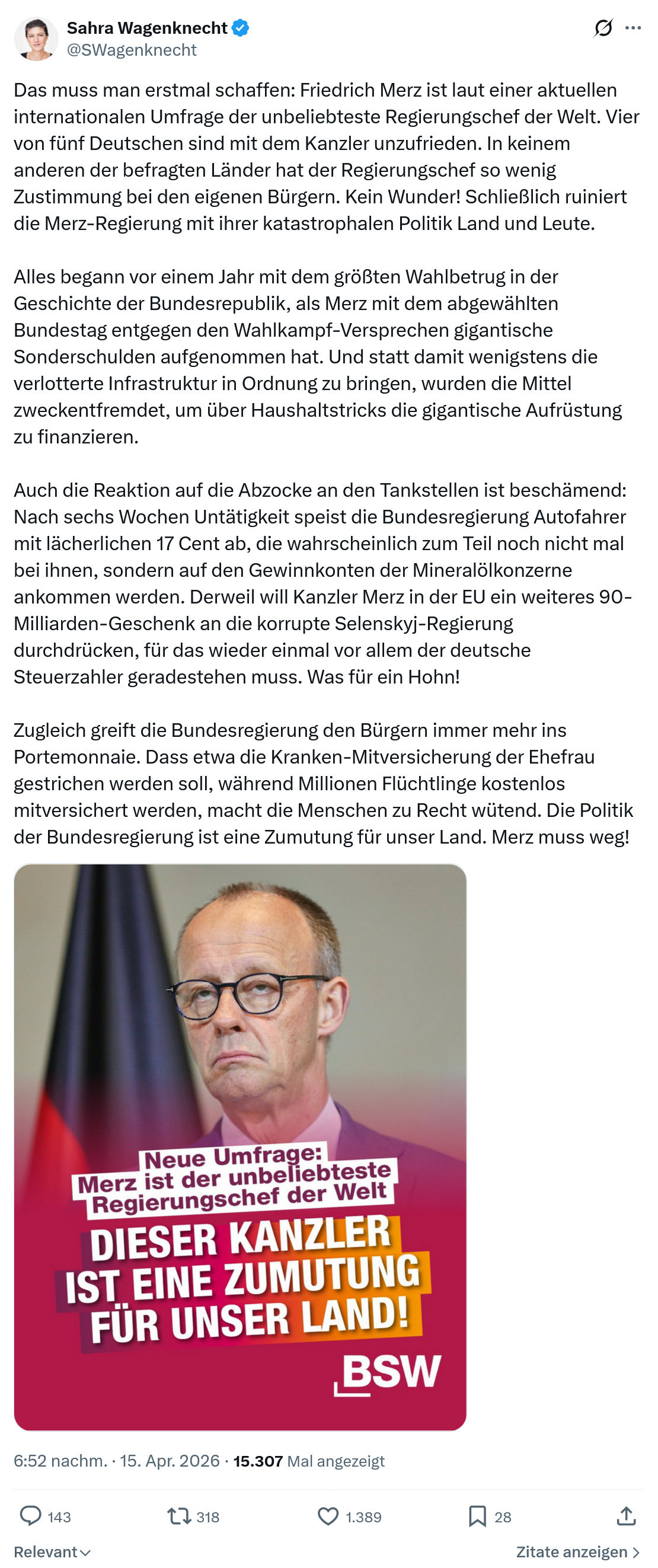 Sahra Wagenknecht: Das muss man erstmal schaffen…