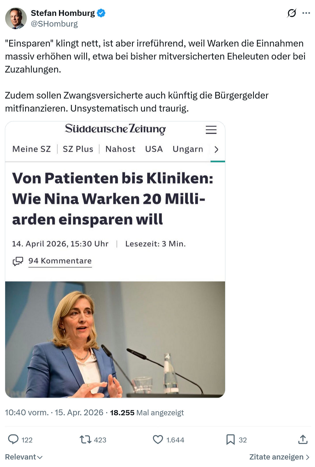 Stefan Homburg: "Einsparen" klingt nett…
