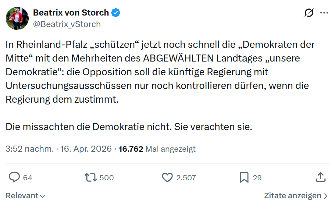 Beatrix von Storch: In Rheinland-Pfalz „schützen“ jetzt...