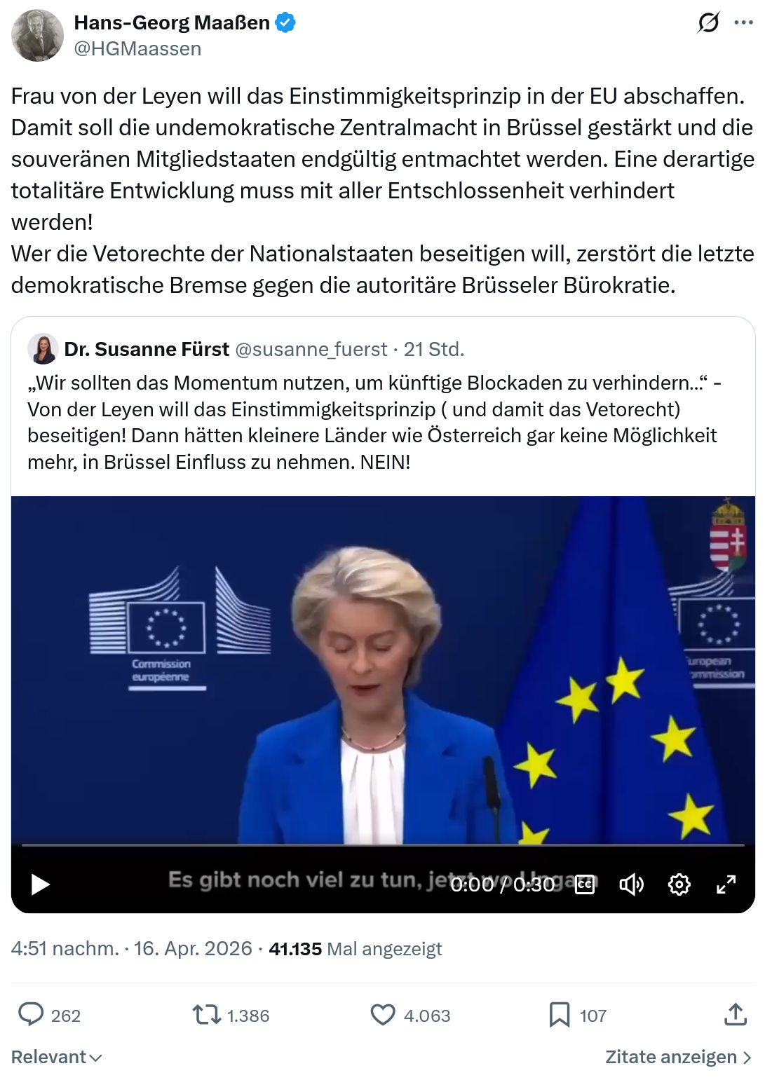 Hans-Georg Maaßen: Frau von der Leyen will das...