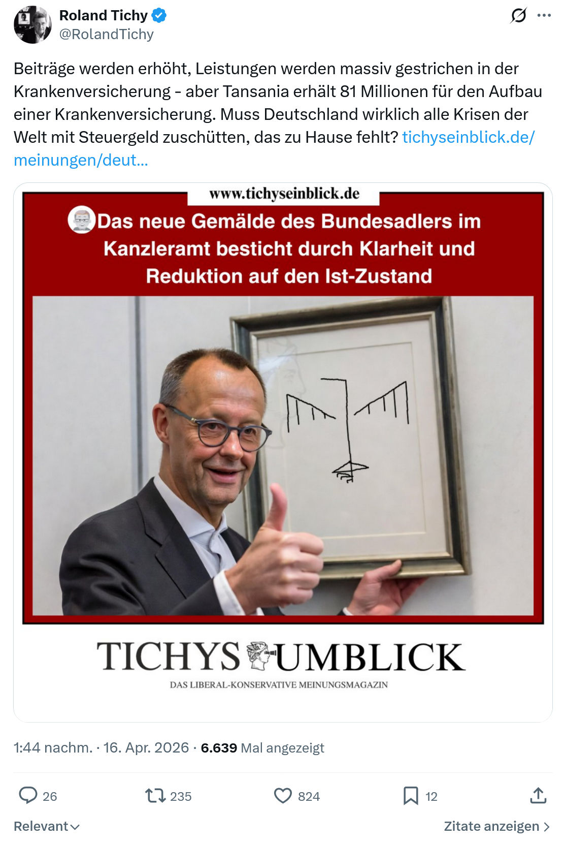 Roland Tichy: Beiträge werden erhöht, Leistungen werden...
