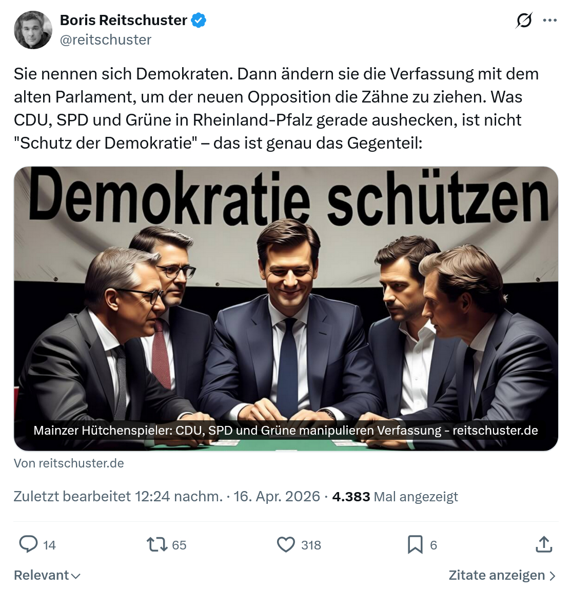 Boris Reitschuster: Sie nennen sich Demokraten. Dann ändern...
