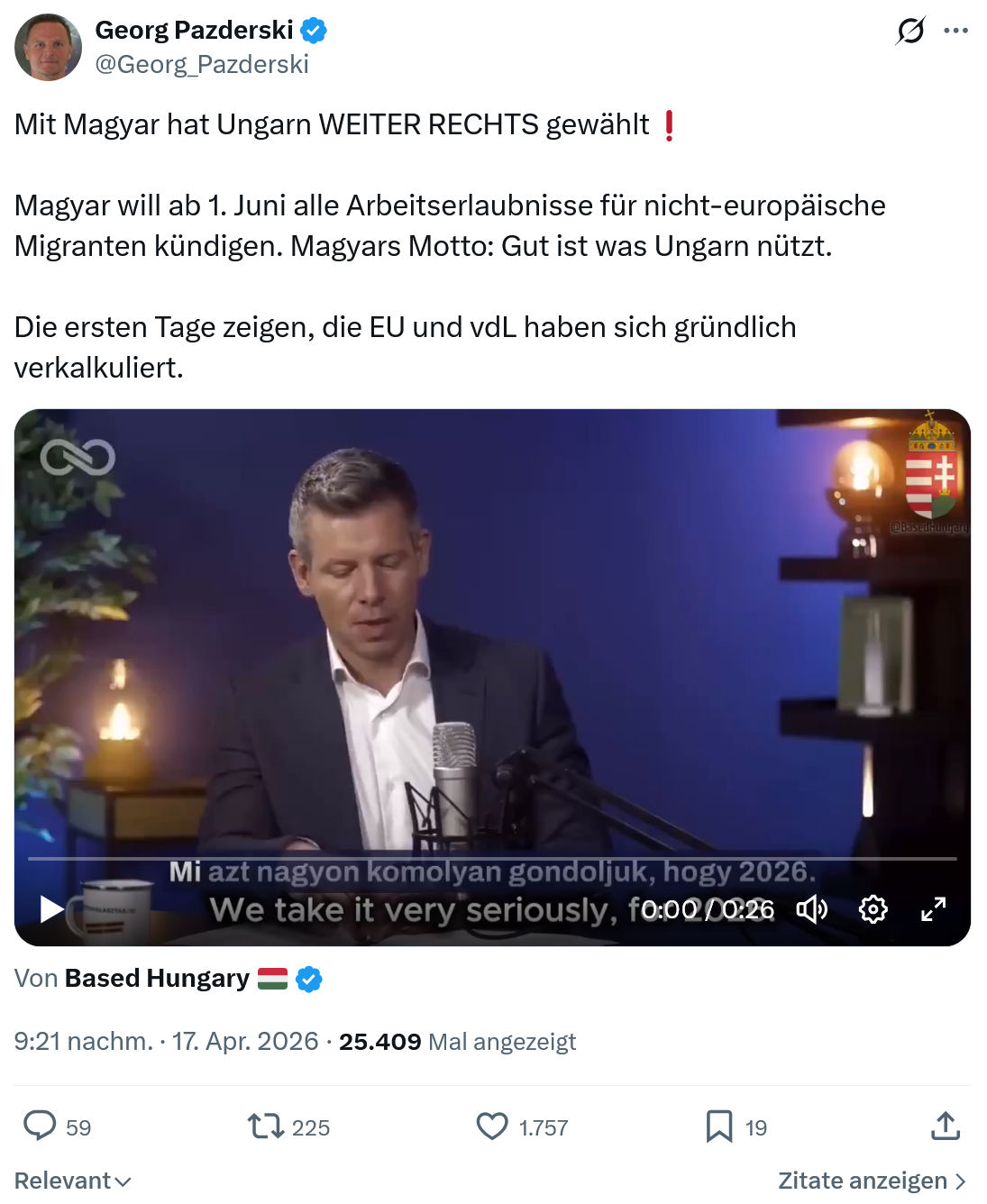 Georg Pazderski: Mit Magyar hat Ungarn WEITER...