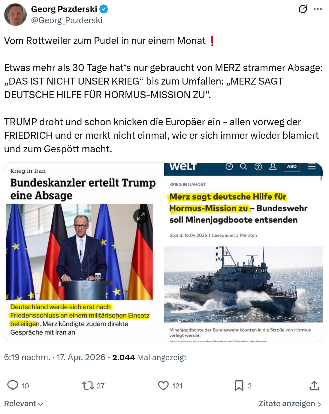 Georg Pazderski: Vom Rottweiler zum Pudel in...