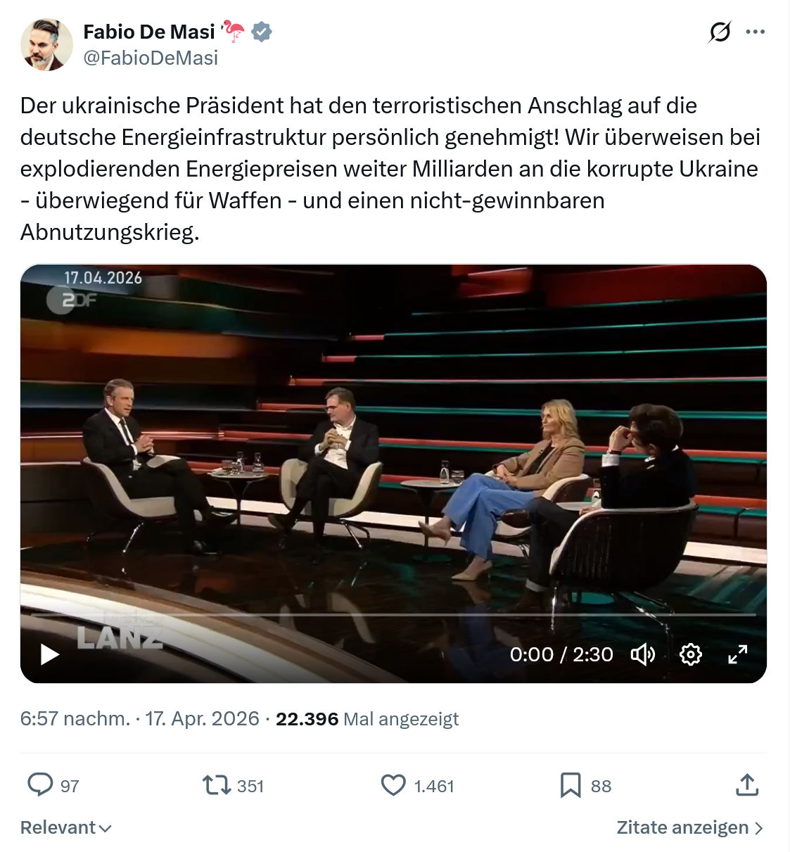 Fabio De Masi: Der ukrainische Präsident hat den...
