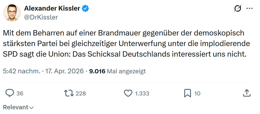 Alexander Kissler: Mit dem Beharren auf einer...
