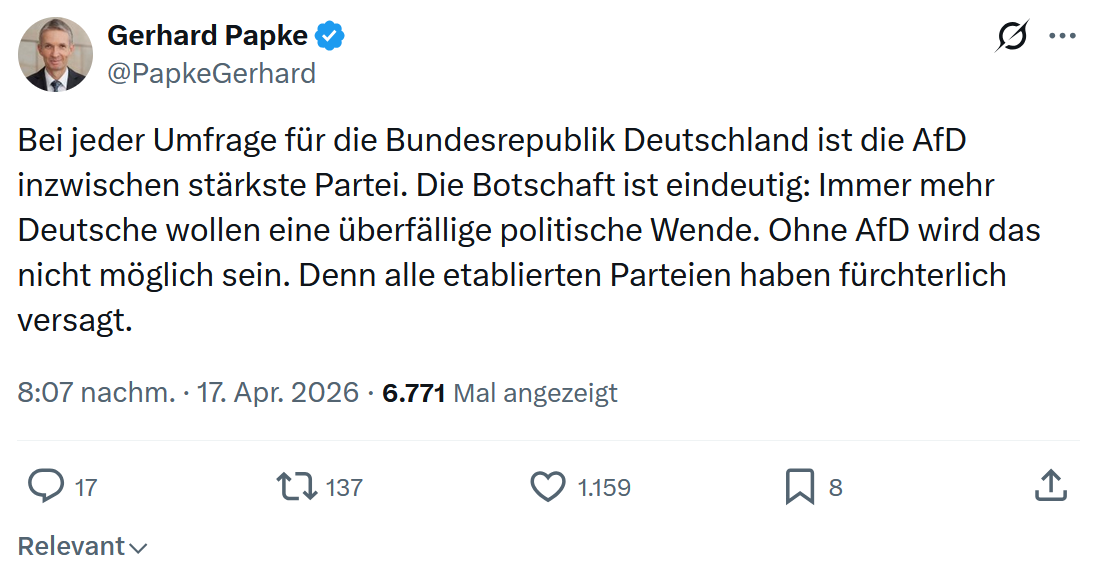 Gerhard Papke: Bei jeder Umfrage für die...