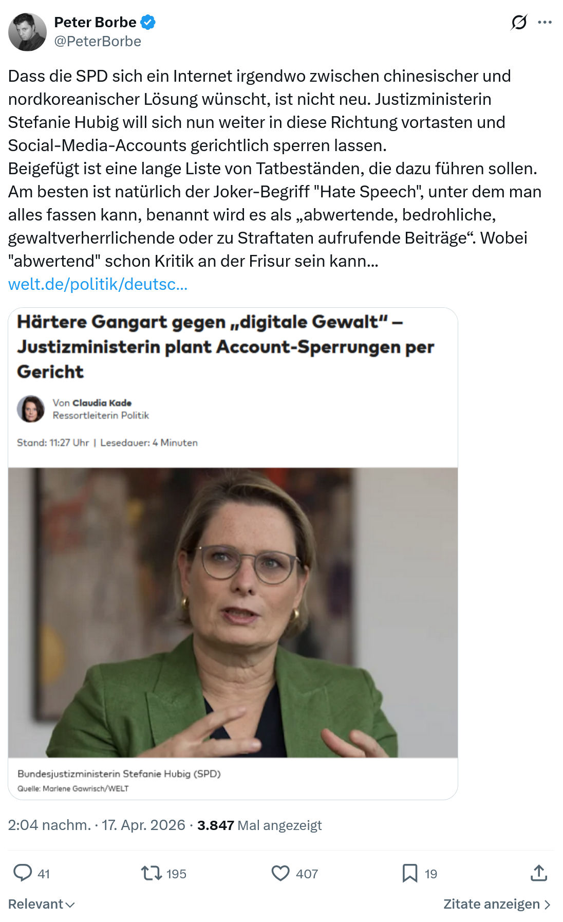 Peter Borbe: Dass die SPD sich ein...