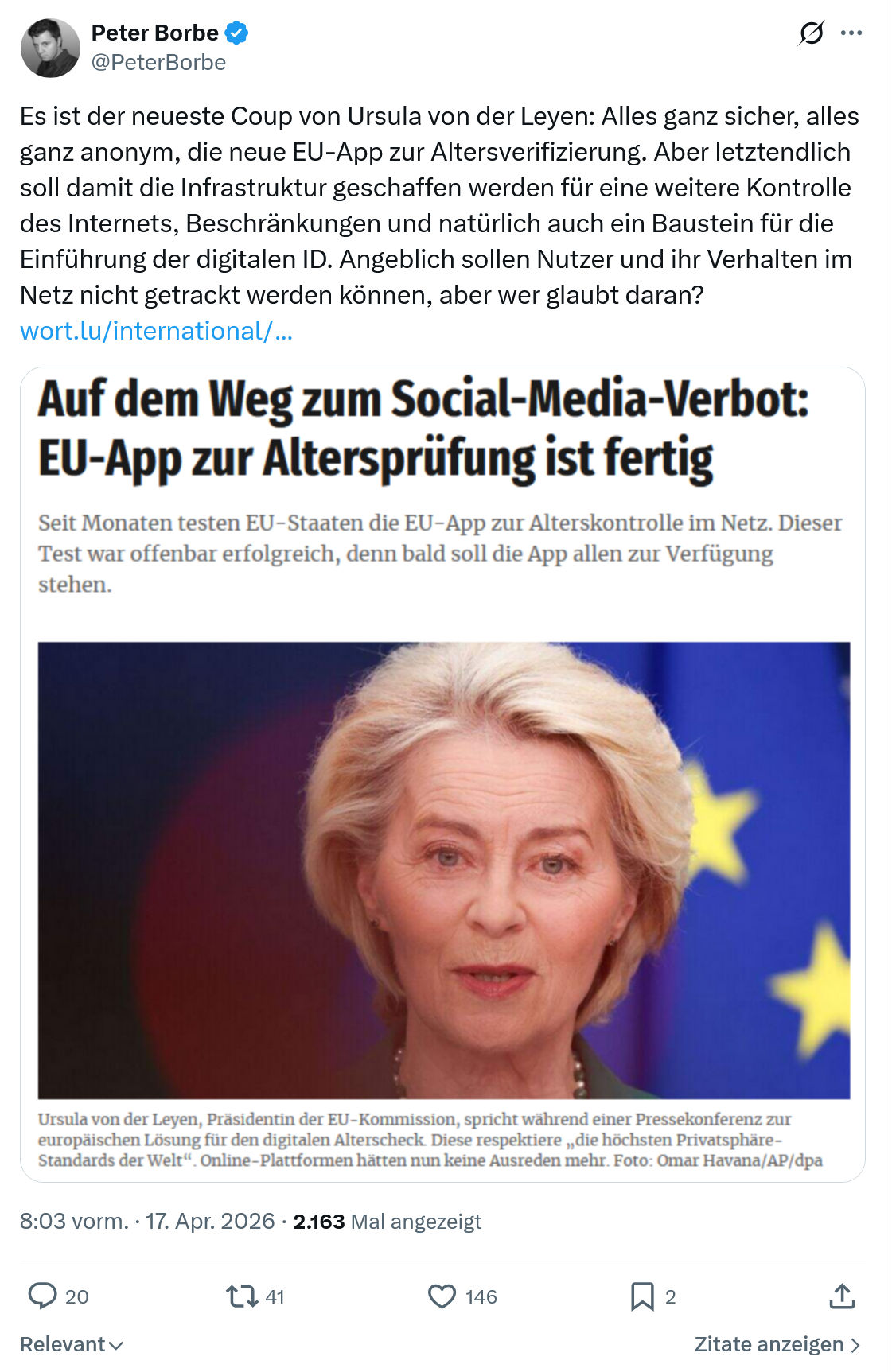 Peter Borbe: Es ist der neueste Coup von...