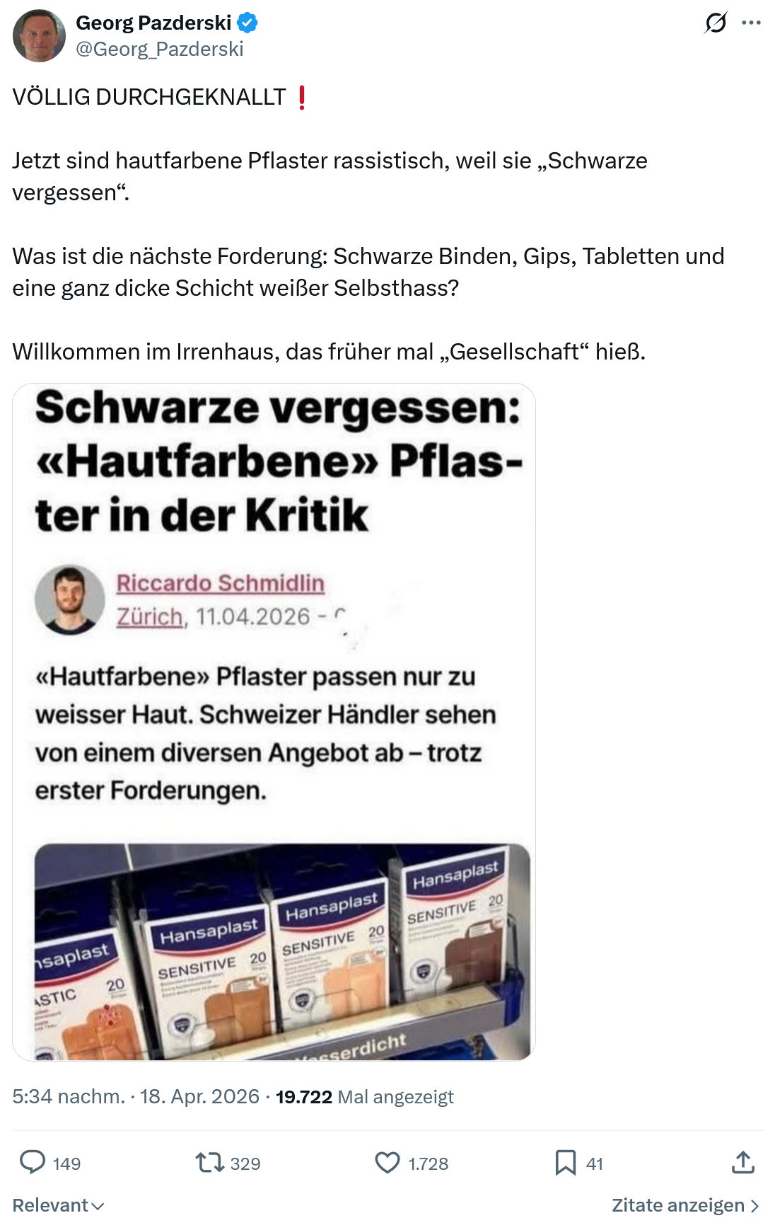 Georg Pazderski: VÖLLIG DURCHGEKNALLT…