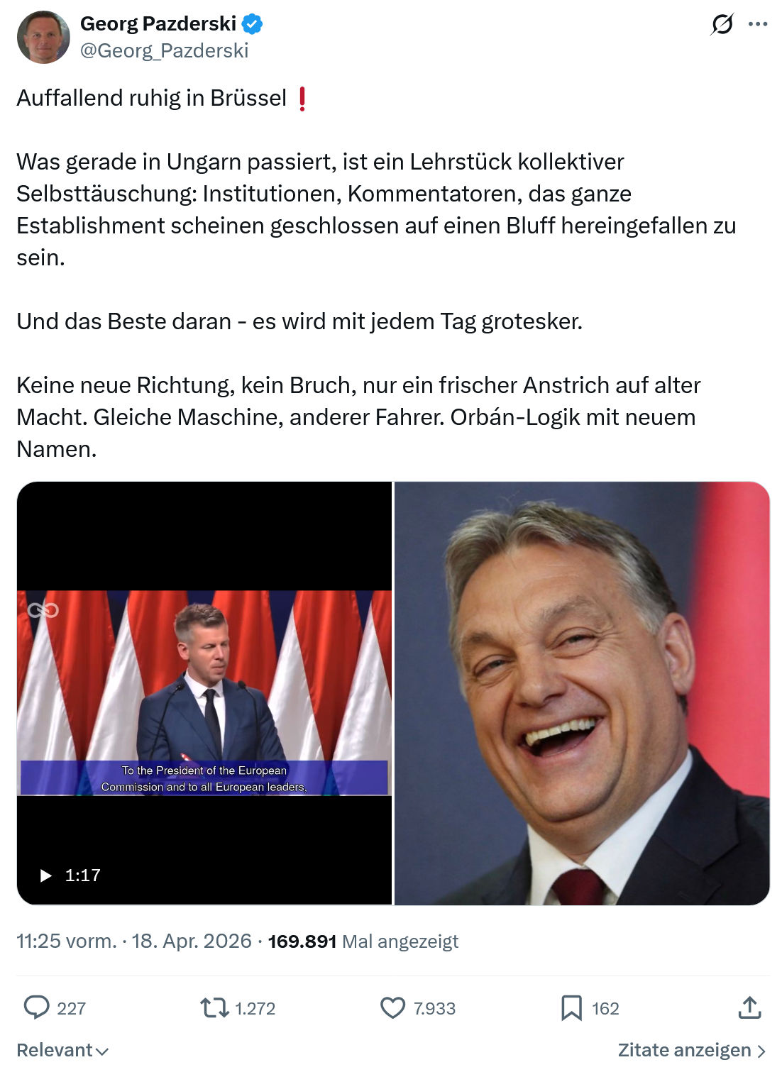 Georg Pazderski: Auffallend ruhig in Brüssel…