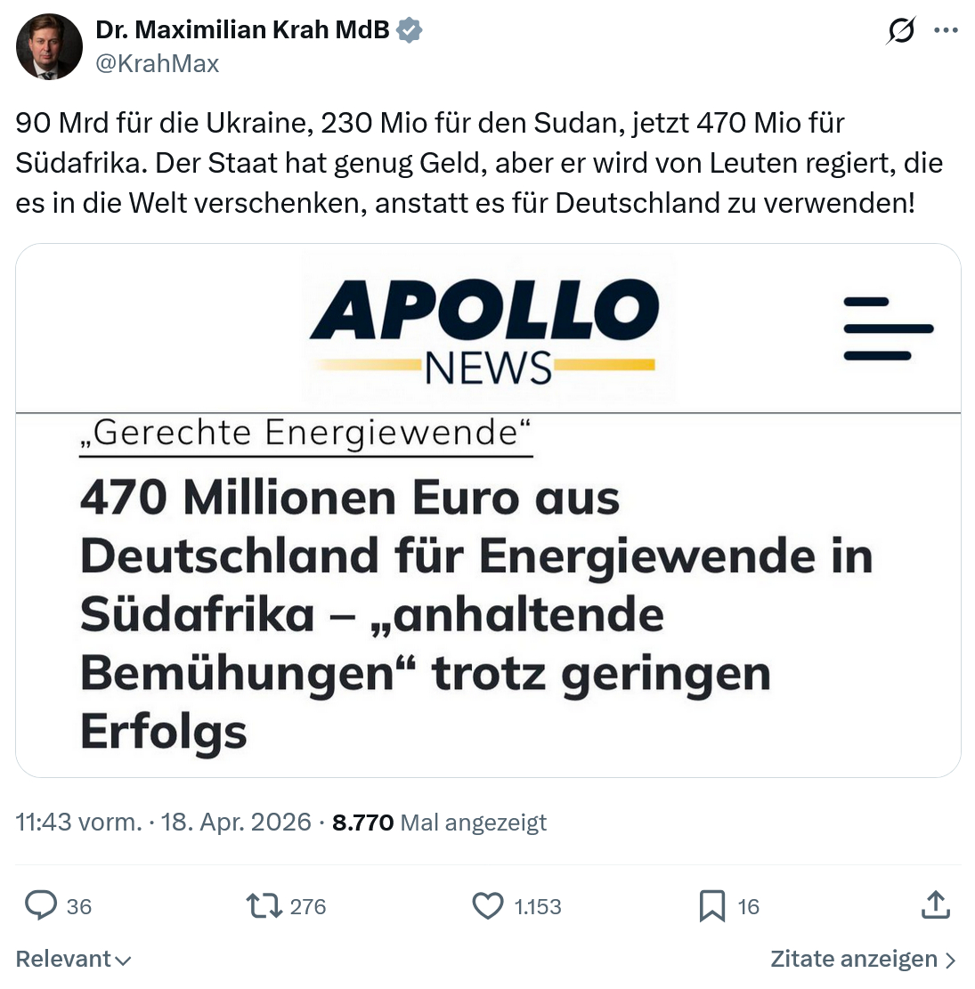 Maximilian Krah: 90 Mrd für die Ukraine…