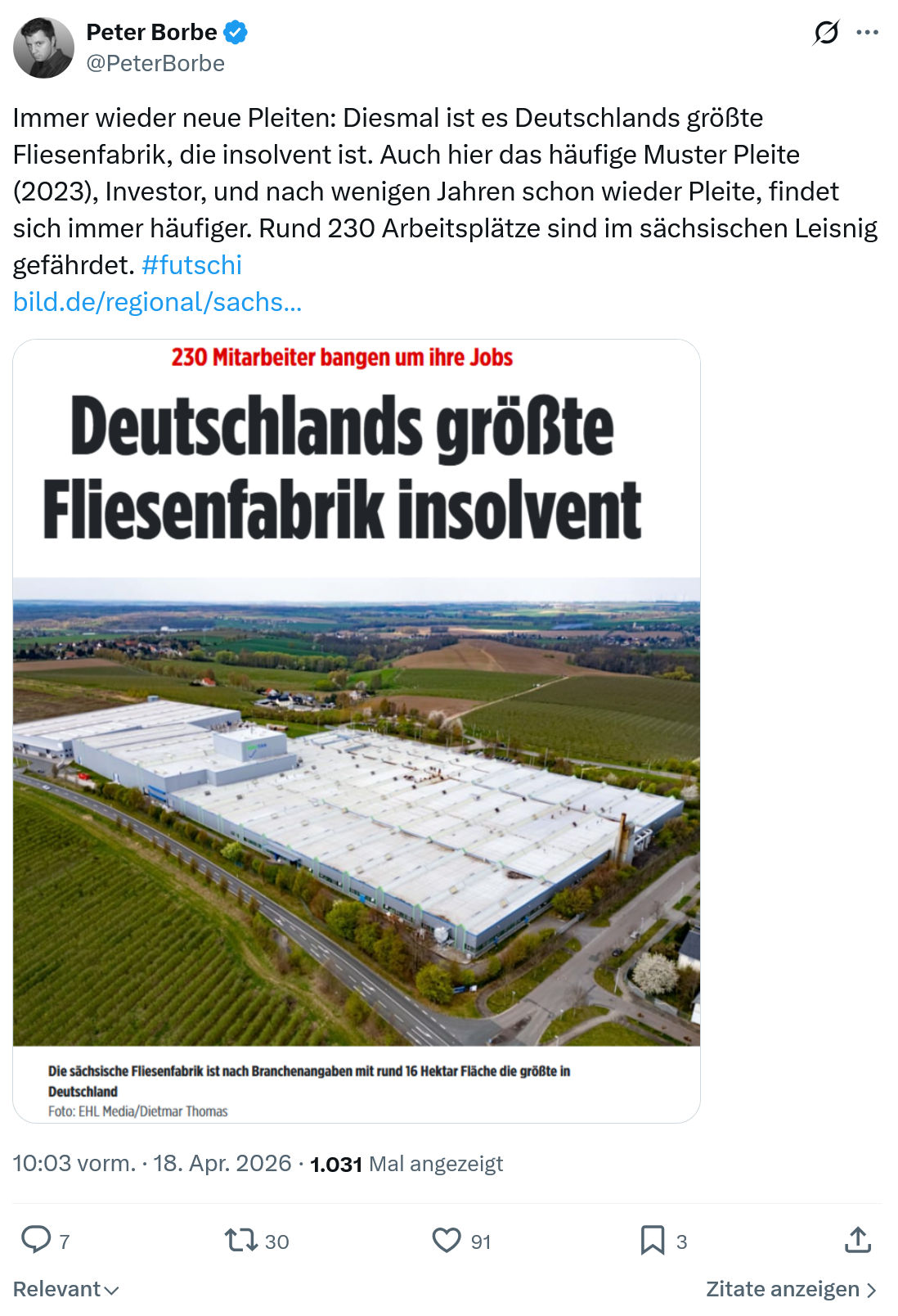 Peter Borbe: Immer wieder neue Pleiten…