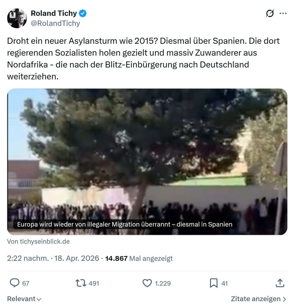 Roland Tichy: Droht ein neuer Asylansturm wie 2015…