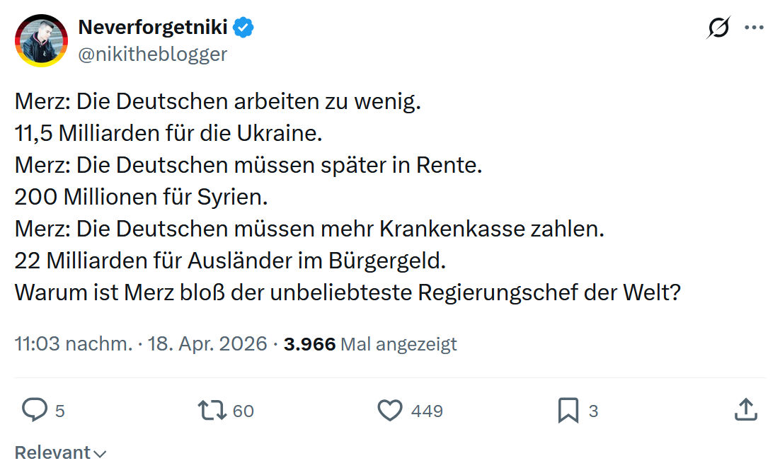 Neverforgetniki: Merz: Die Deutschen arbeiten zu wenig…