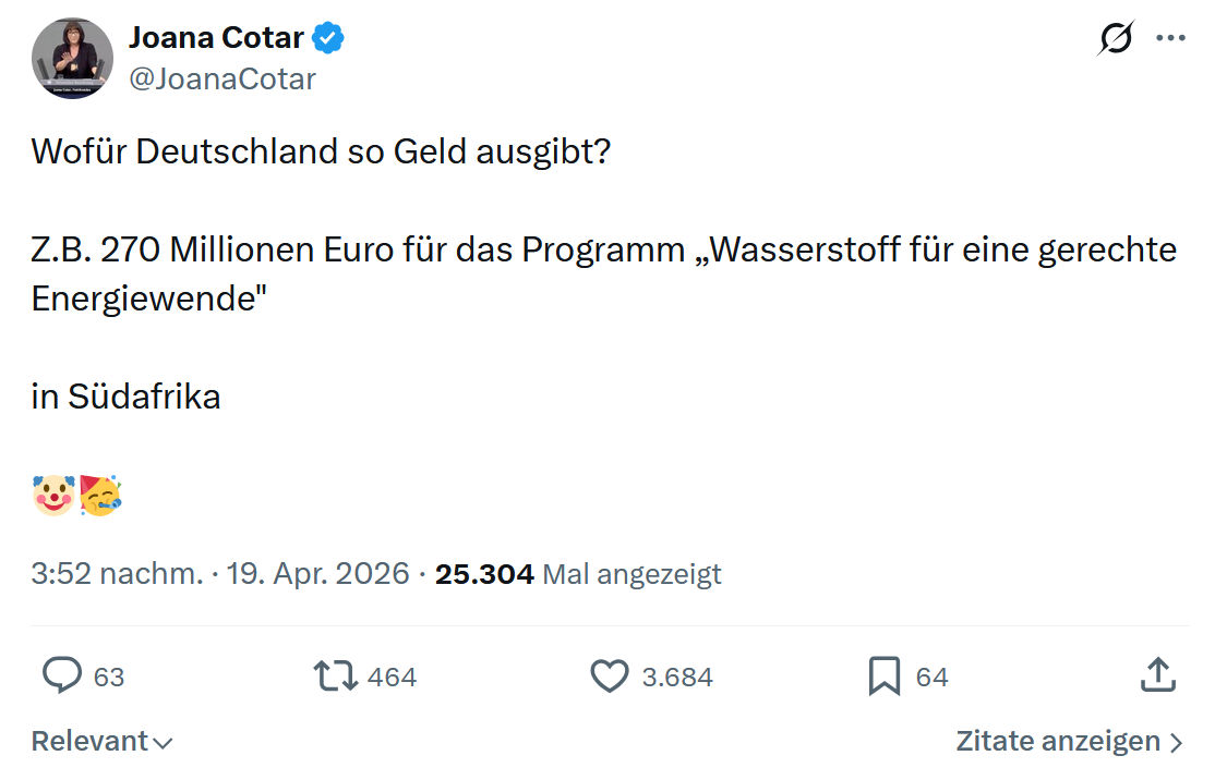 Joana Cotar: Wofür Deutschland so Geld…