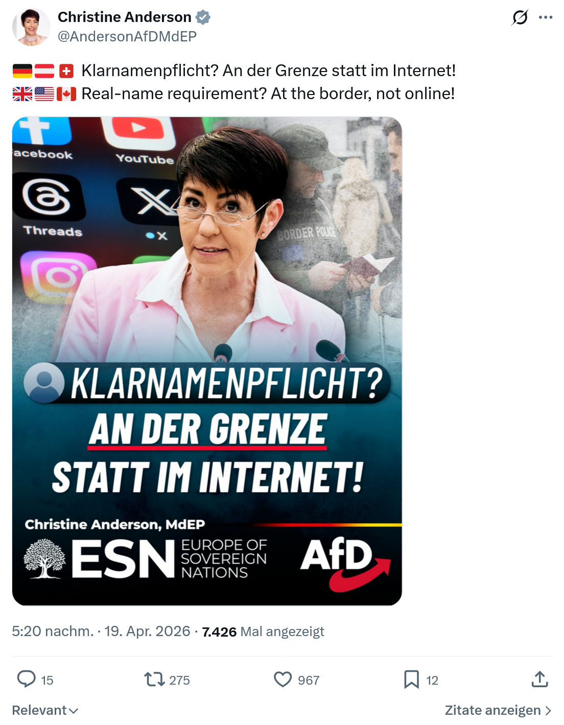 Christine Anderson: Klarnamenpflicht?…