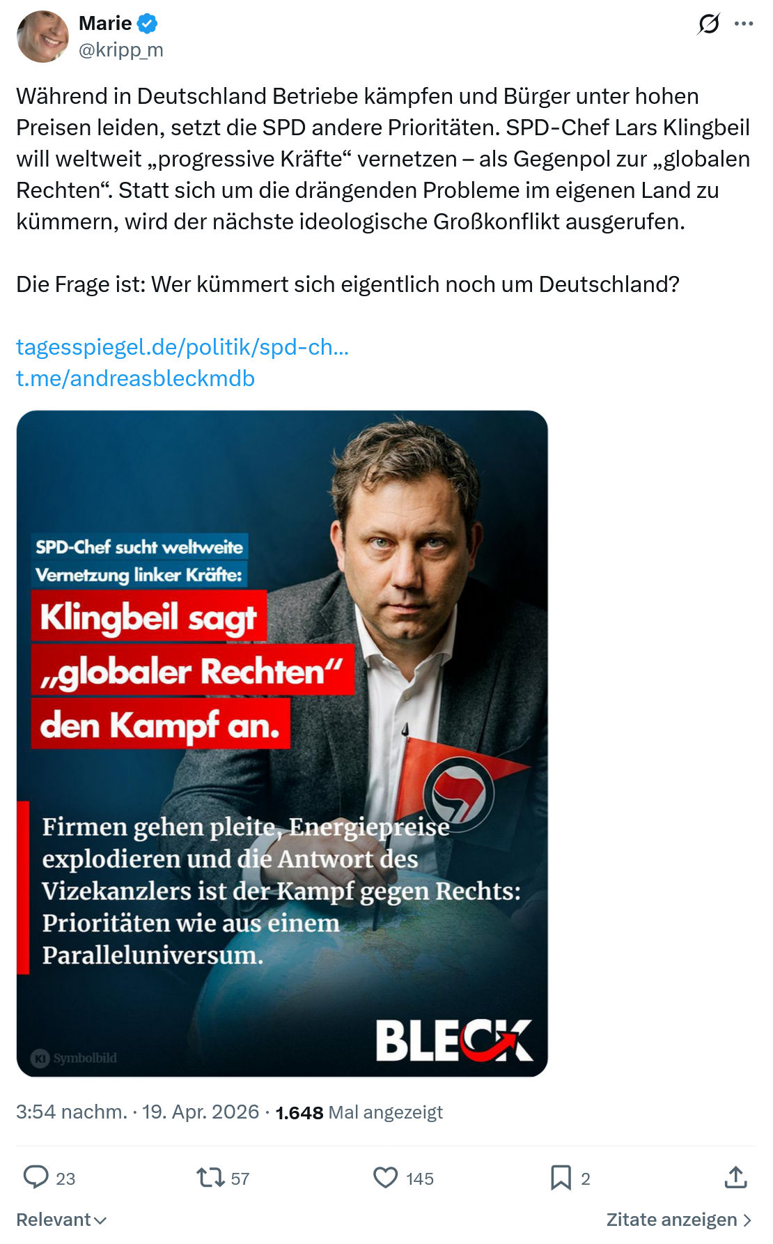 Marie kripp: Während in Deutschland Betriebe kämpfen…
