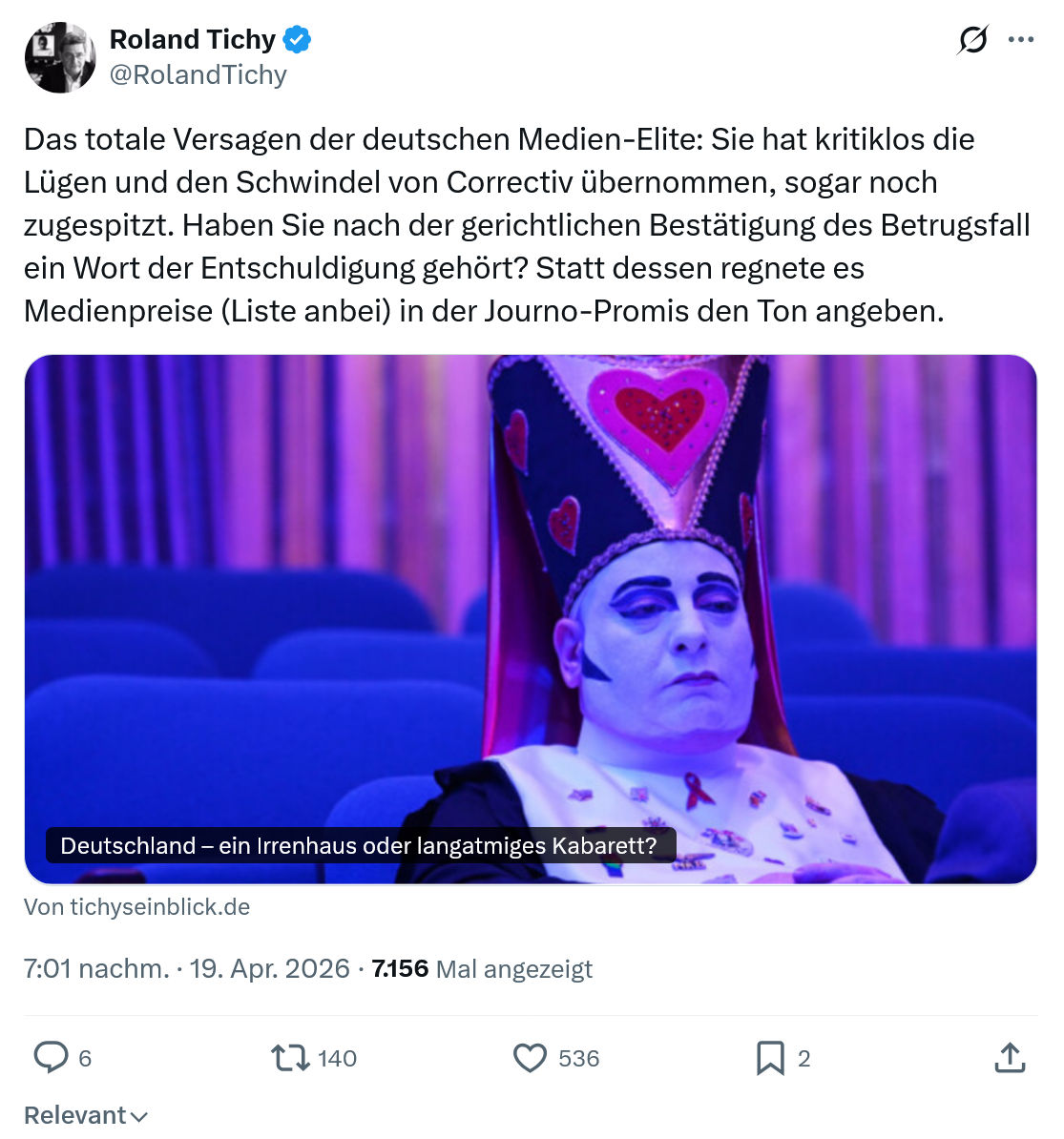 Roland Tichy: Das totale Versagen der deutschen Medien-Elite…