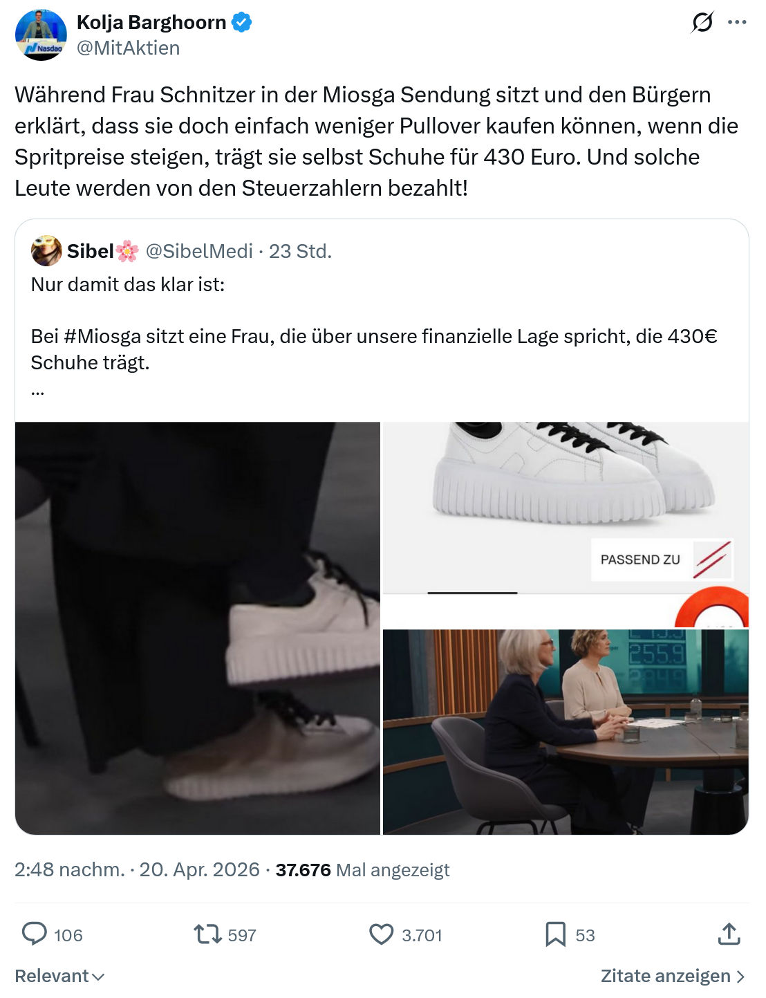Kolja Barghoorn: Während Frau Schnitzer in der Miosga Sendung…