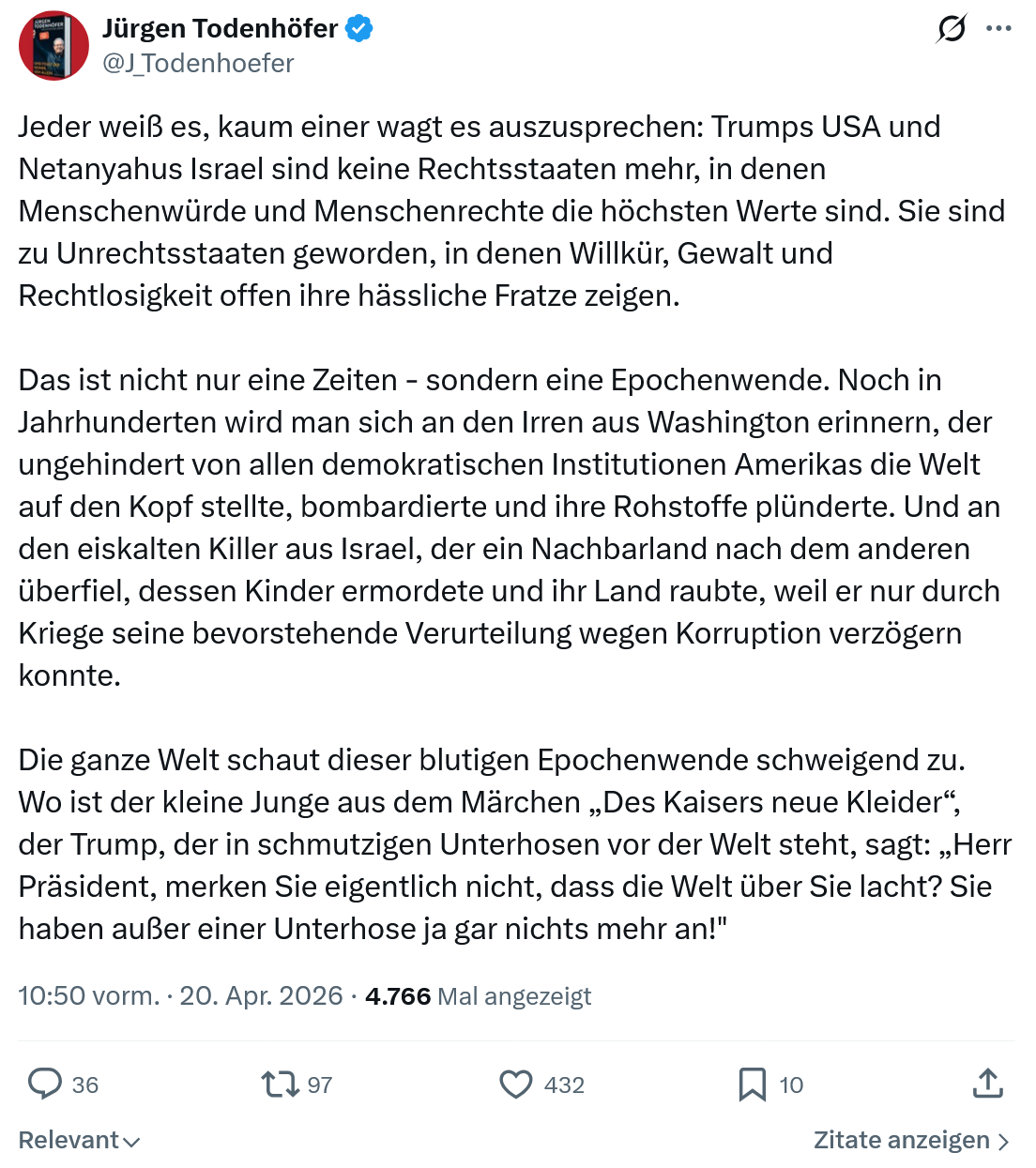 Jürgen Todenhöfer: Jeder weiß es, kaum einer wagt es auszusprechen…
