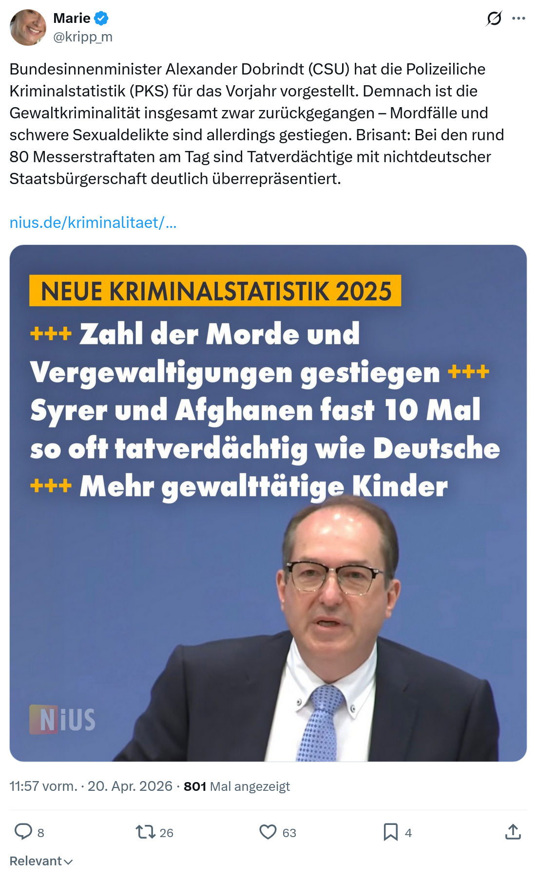 Marie kripp: Bundesinnenminister Alexander Dobrindt…