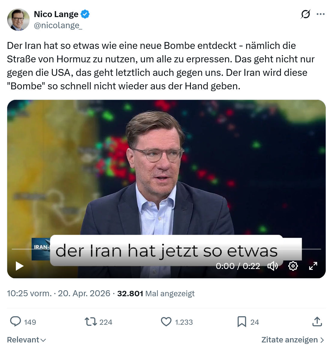 Nico Lange: Der Iran hat so etwas wie eine neue Bombe…