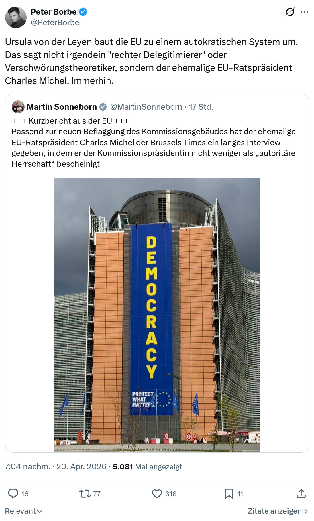 Peter Borbe: Ursula von der Leyen baut die EU…