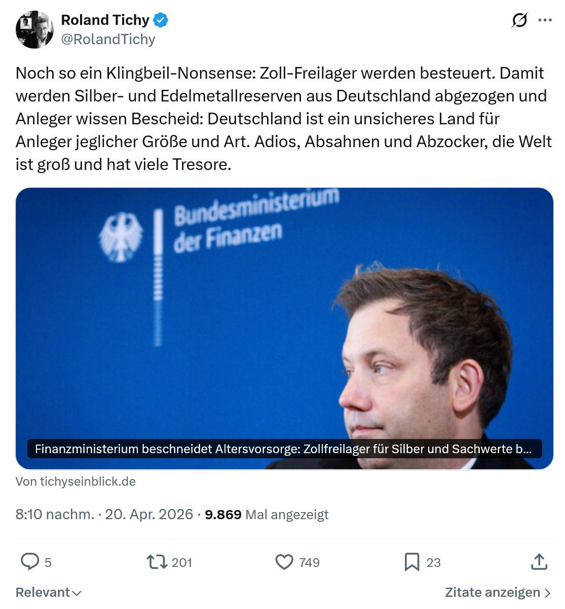 Roland Tichy: Noch so ein Klingbeil-Nonsense…