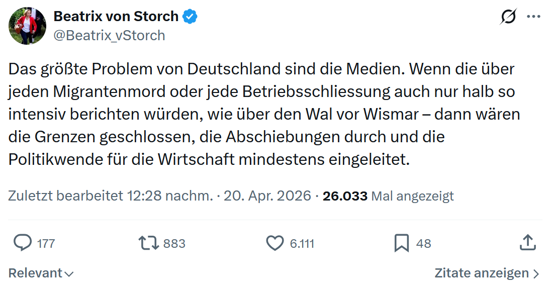 Beatrix von Storch: Das größte Problem von Deutschland…