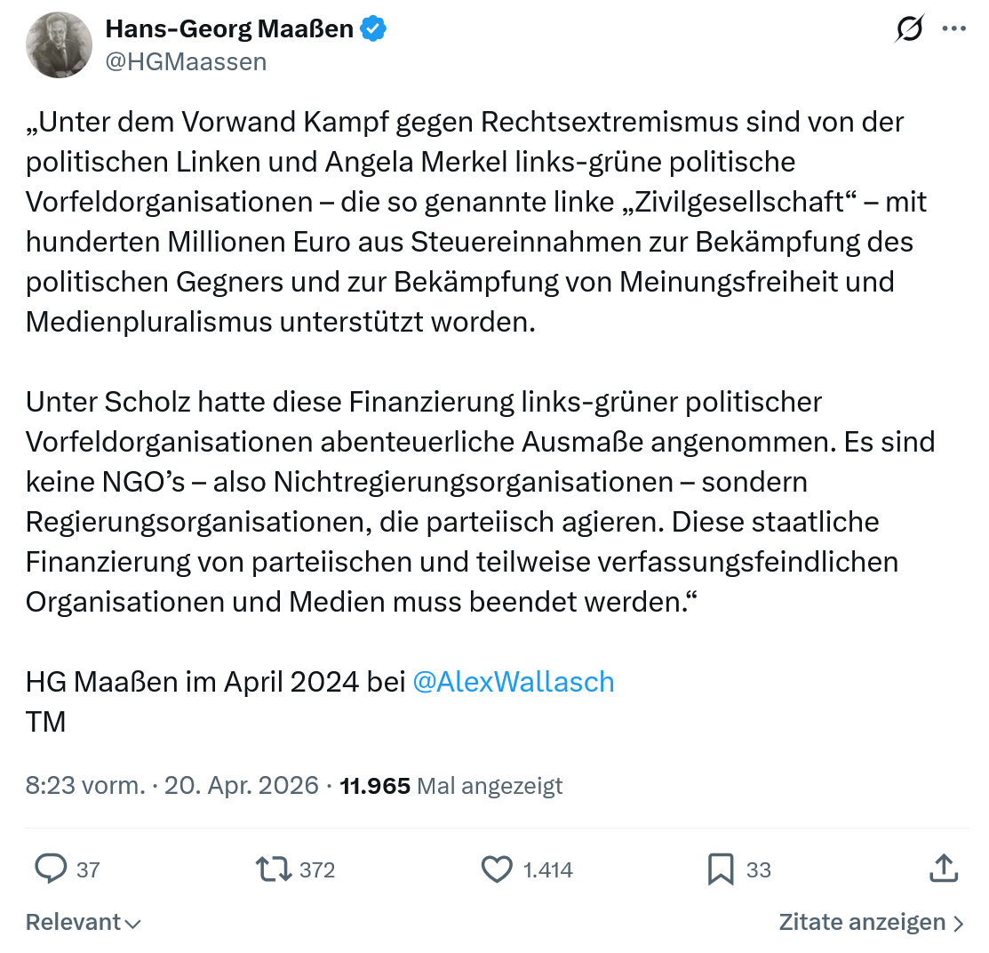 Hans-Georg Maaßen: Unter dem Vorwand Kampf gegen…