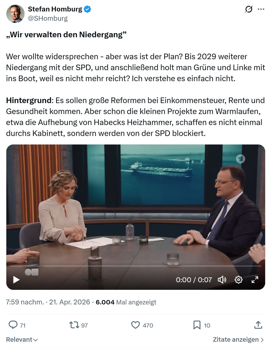 Stefan Homburg: „Wir verwalten den Niedergang”…