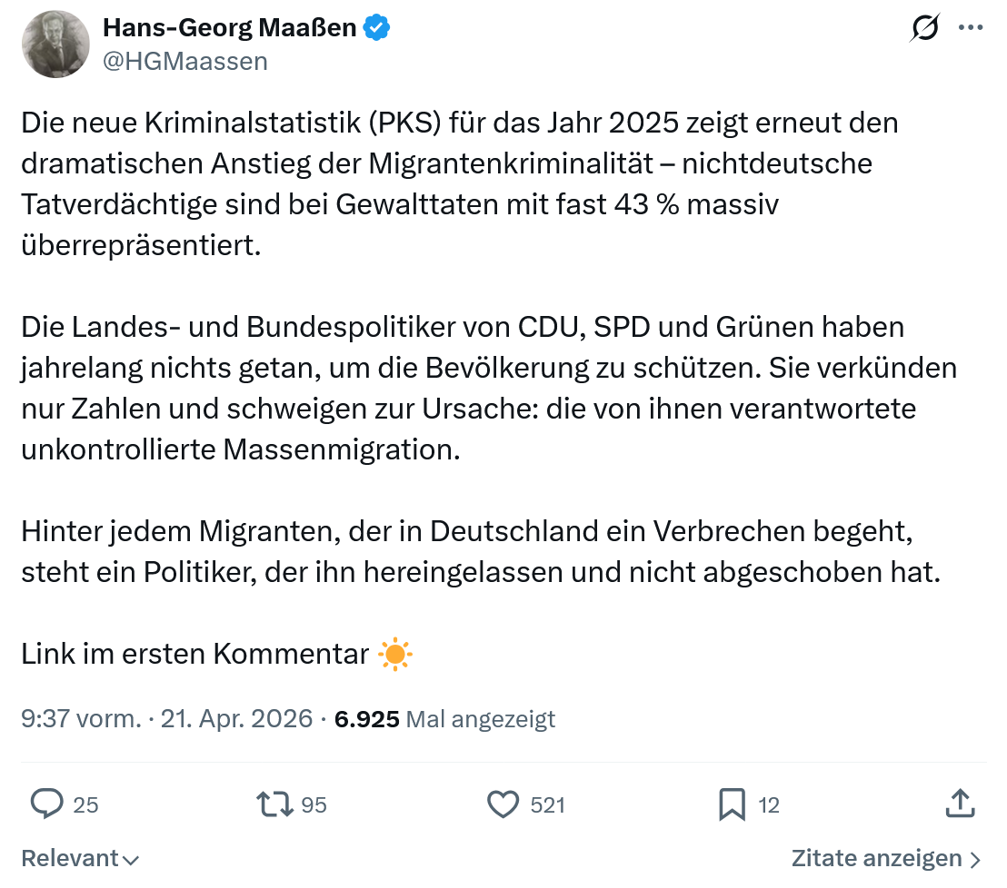 Hans-Georg Maaßen: Die neue Kriminalstatistik (PKS)…