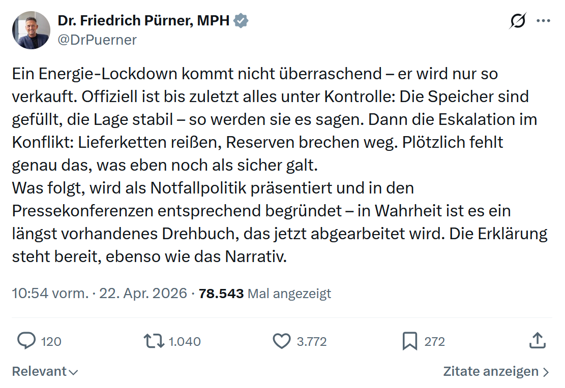 Friedrich Pürner: Ein Energie-Lockdown kommt…